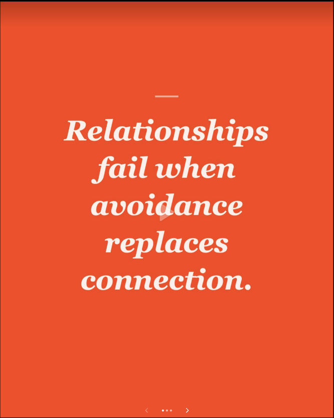 Catherine's quote card: Relationships fail when avoidance replaces connection.
